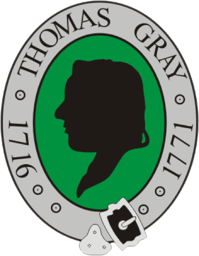 Stoke Poges Parish Council logo, a silhouette of Thomas Gray, 1716-1771