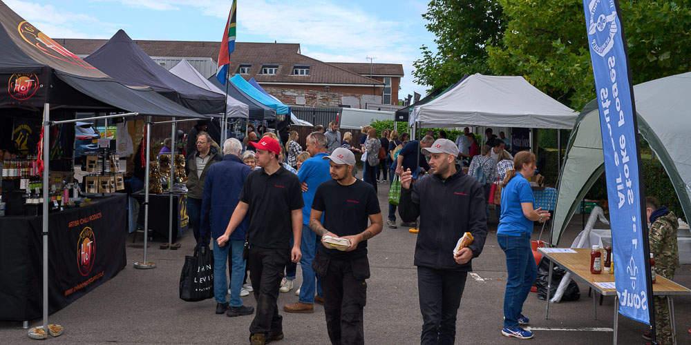 People shopping at a market